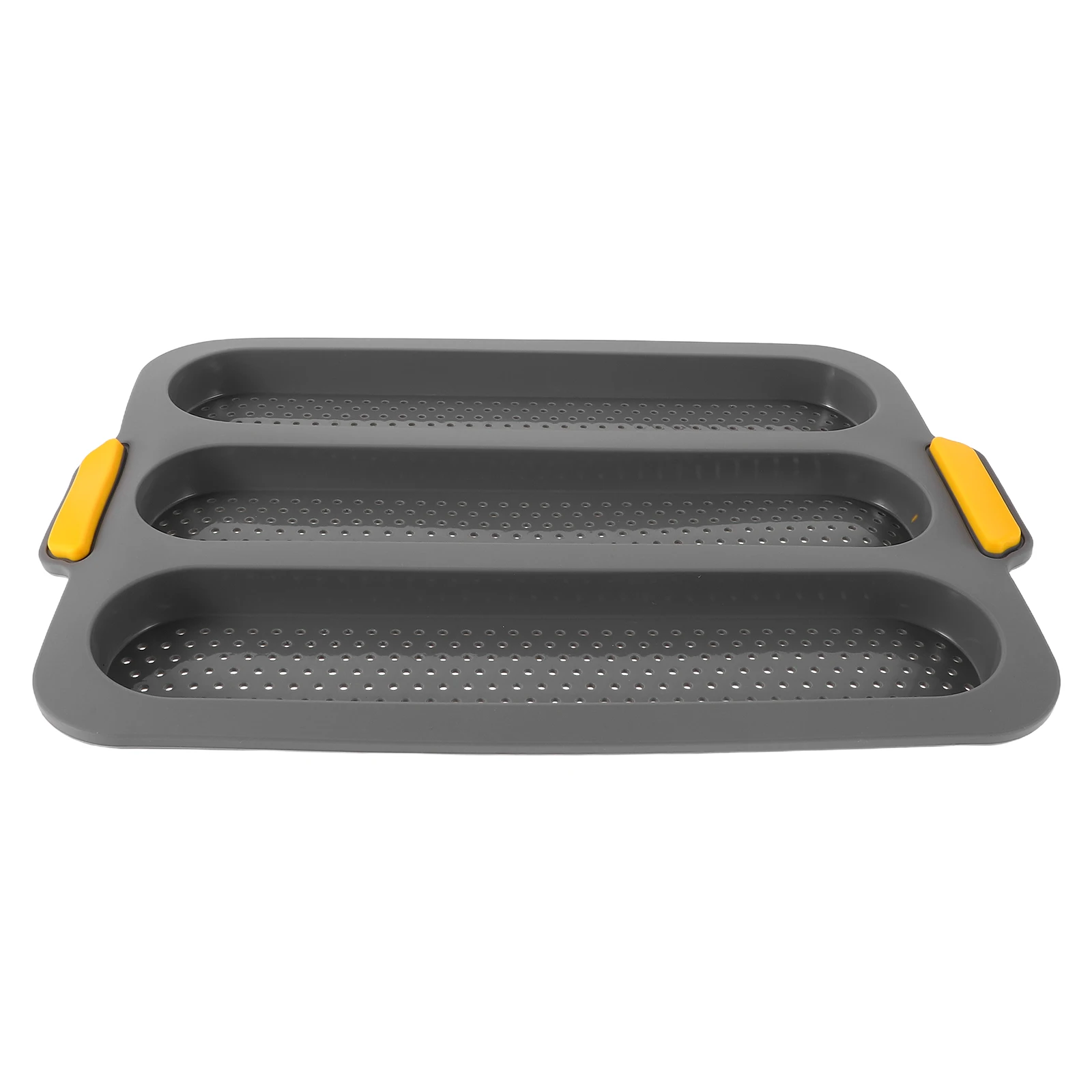 

Grey Silicone Baguette Pan Perforated Design Even Heat Distribution Easy Release Baking Mold