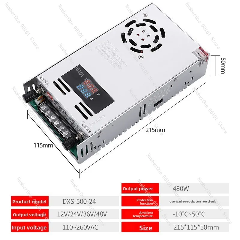 DXS-500 Switching Power Supply 0-48V DC 500W Digital Display Adjustable 0-24V Charging 0-36V 0-60V 0-80V