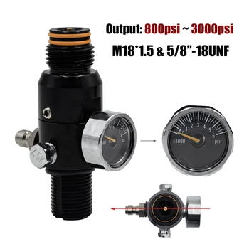 HPA 4500psi cylindre réservoir d'air régulateur vanne montagne Double joint torique conception filetage M18 * 1.5 ou 5/8-18UNF sortie 800psi à 3000psi