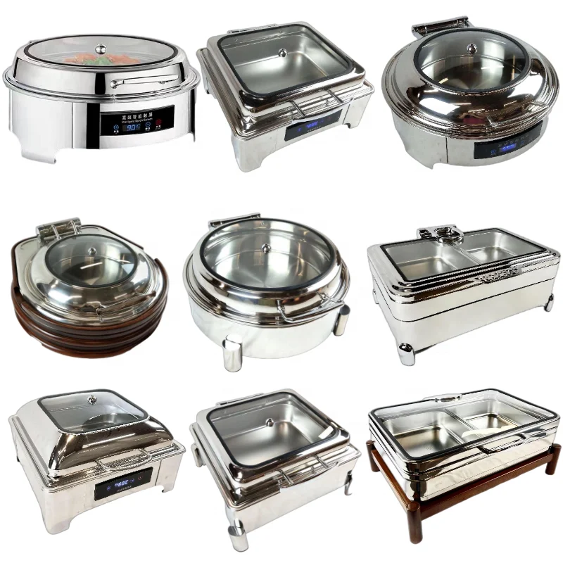 Stainless Steel Roll Over Cover Chafing Dishes High Quality Economy Roll Top Chaffers Heater Food Warmer Custom Wholesale