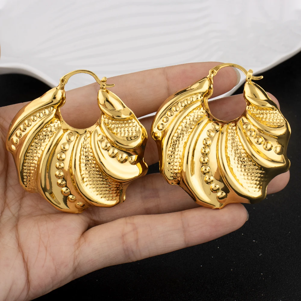 

Exaggerated Gold Color Fashion Trend Chunky Hoop Earrings for Women free shipping halloween Charm African Wedding Party