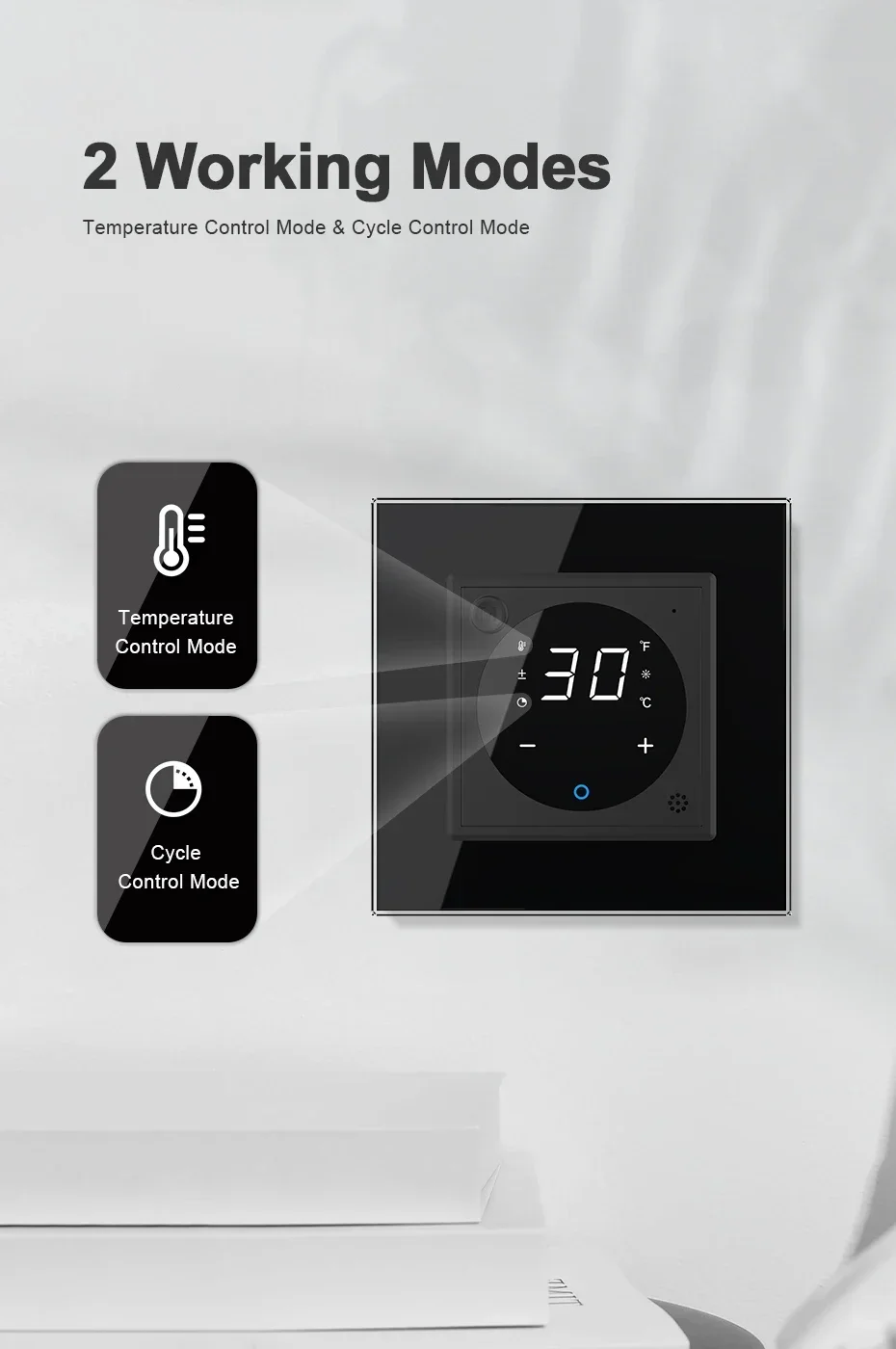 

LIVOLO EU Standard Smart EC Thermostat Temperature Control Switch,Wi-Fi App Wireless,Floor Warm Heating Devices ,Crystal Glass