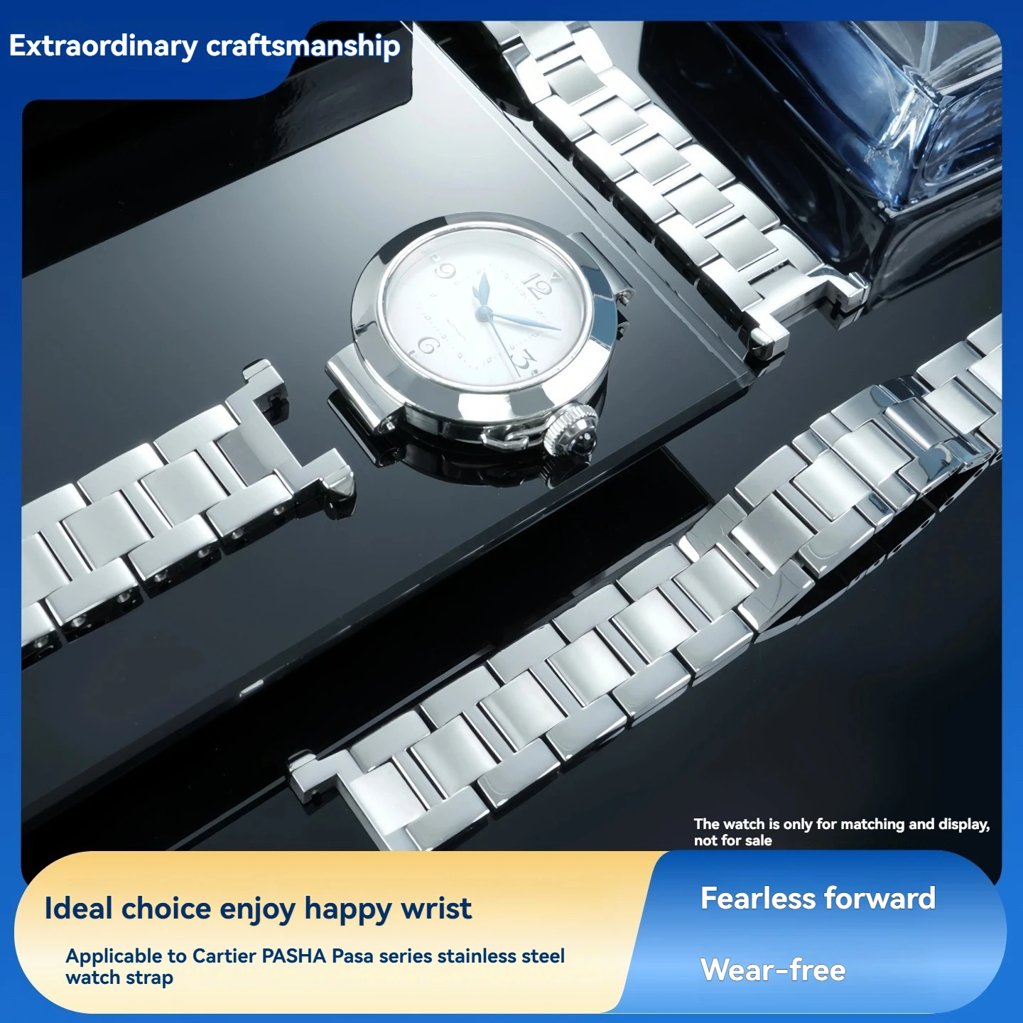 

Быстросъемный браслет для коллекции Cartier PASHA WGPA0026 W2PA0014, ремешок для часов из нержавеющей стали с надрезом для женщин 19*12 мм