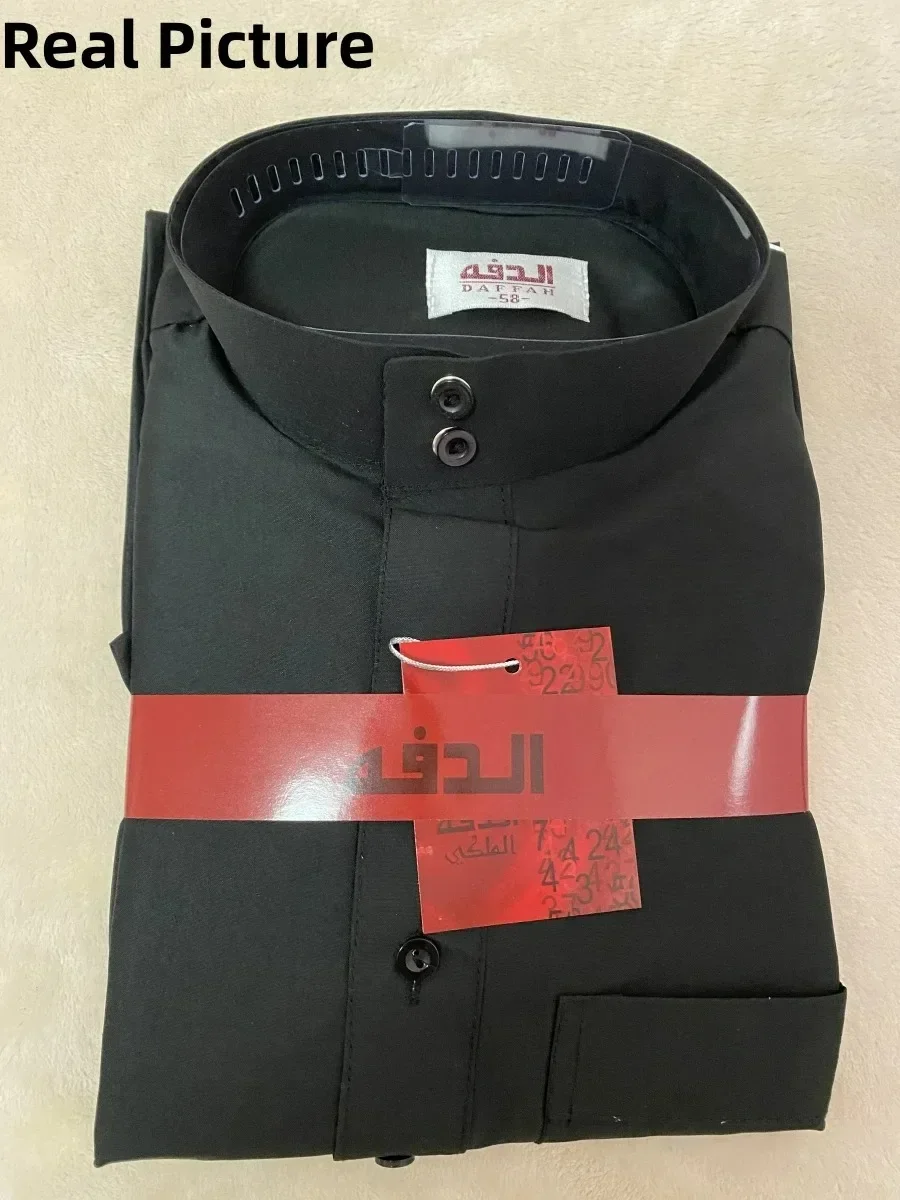 Abaya-Robe musulmane à manches longues pour hommes, Kaftan arabe rond, Dubaï, Turquie, Robe décontractée, Thobe Jubba, Mode islamique, Document solide, 2024