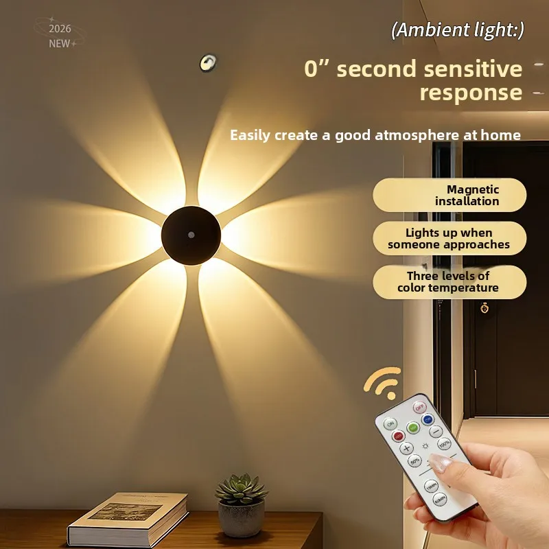 Flower-Shaped Smart Night Light: Magnetic, Rechargeable, Motion-Activated Ambient Wall Lamp for Hallways