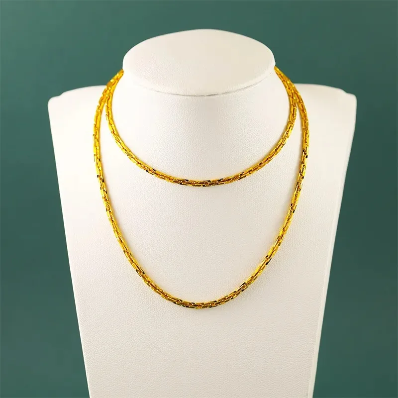 Zylax Jewelry Luxury 24K 9999 Pure Gold real gold Keel Necklace Back Chain Men's and Women's Cross Chain