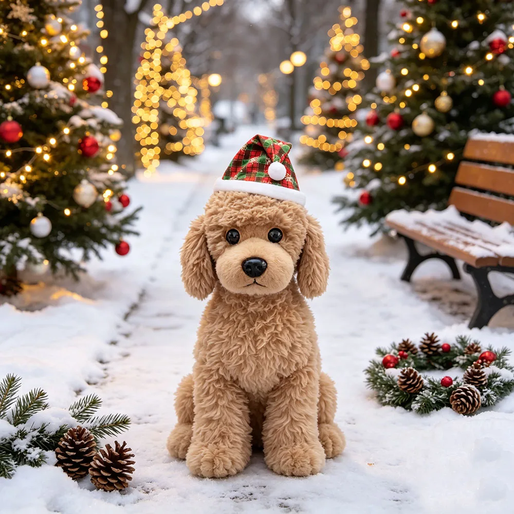 4 pcs color in random Christmas Pet Santa Hat, Adjustable Chin Strap Dog Cat Hat with Pom Pom, Multi Patterns Holiday Party
