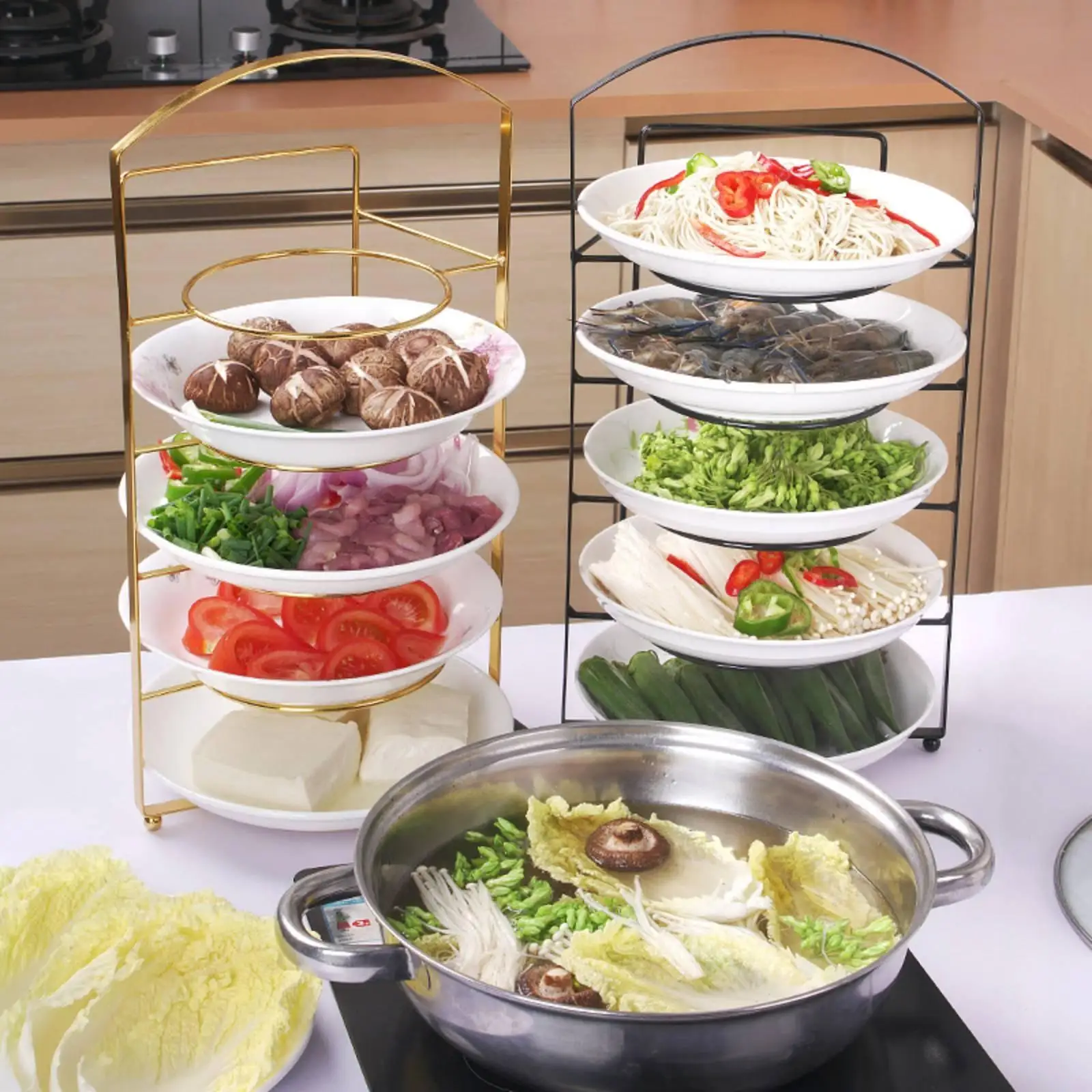 Countertop Prep Rack Portable Vertical Food Tray Organizer Easy to Reach