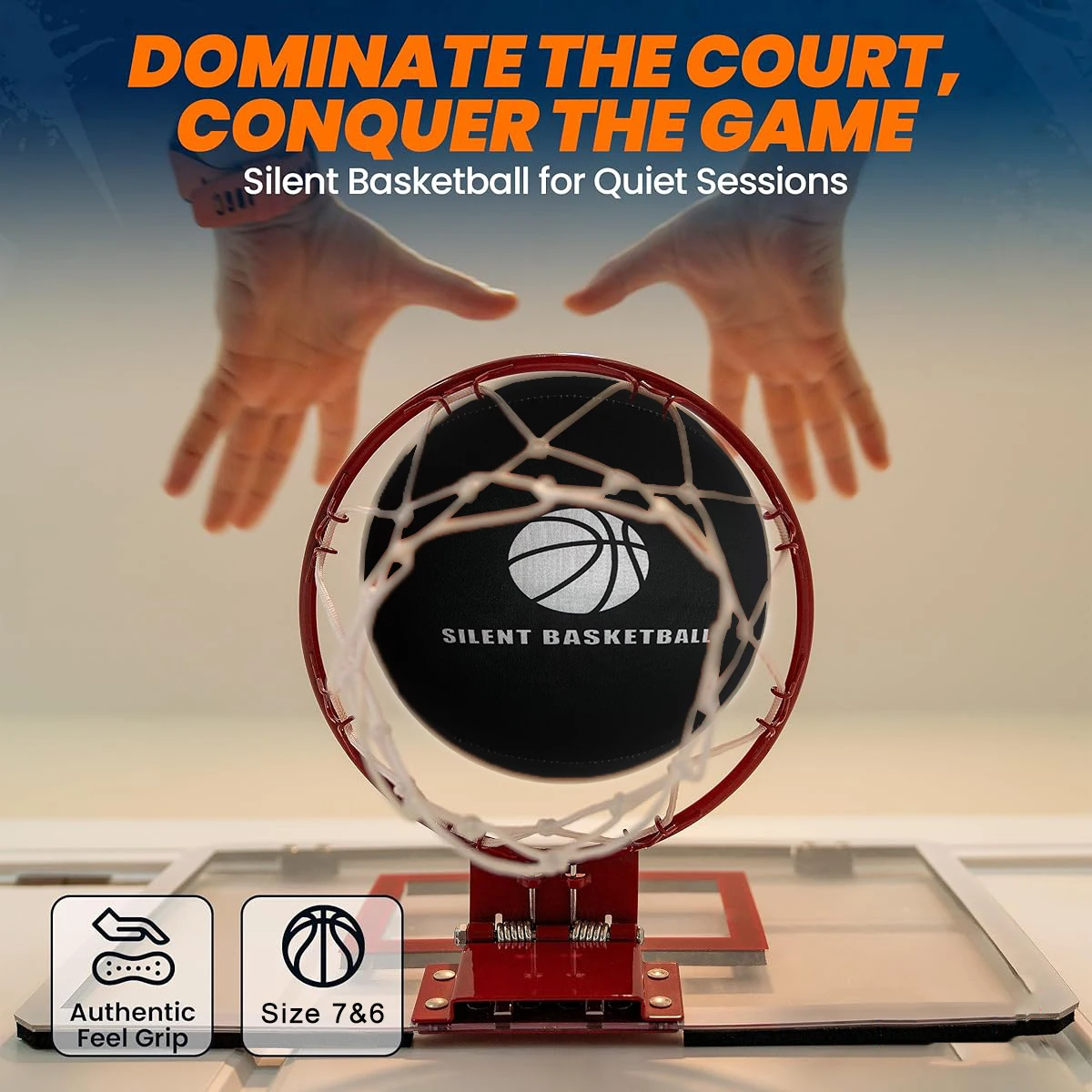 สีดําเงียบบาสเกตบอลผ้า Ball 29.5 นิ้วผู้ใหญ่/28.9 นิ้วเด็ก Noiseless บาสเกตบอลในร่มอย่างเงียบๆ Dribble การฝึกอบรม