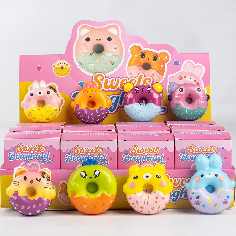 12pcs Set Slow Rebound Food Mystery Blind Box Cute Animal Cartoon Simulation Collectible Stress Reliever Fidget Squeeze Toy