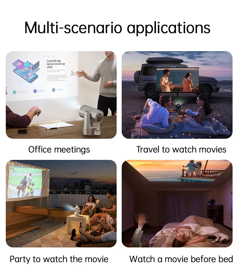 Proyektor Portabel Pintar Konferensi Video Hiburan Home Theater HD WIFI 1GB + 8GB BT 5.2 Proyektor Mini HY7 Dapat Diputar 4K