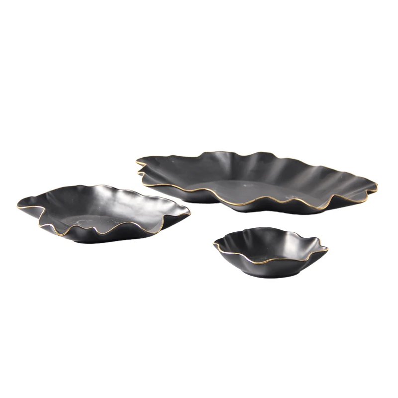 

Modern light luxury ceramic fruit plate black Phnom Penh home model room coffee table restaurant dining table soft decoration