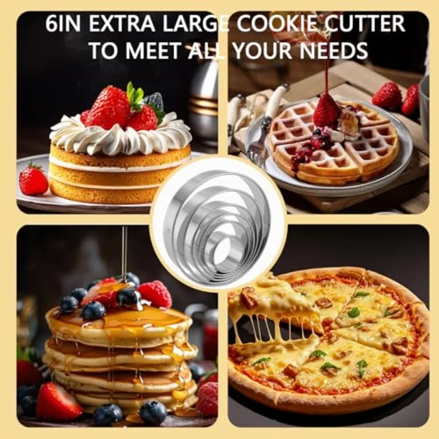 6 قطعة قواطع Ce مستديرة 2 3 3.5 4 5 6 Ih قواطع البسكويت من الفولاذ المقاوم للصدأ للخبز قاطع Ce مستدير كبير للخبز والمعجنات Donu