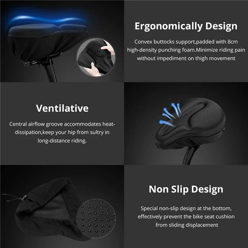 

Y67A-3X Bike Seat Cushion - Bike Seat Cover For Bicycle Seat And Exercise Bike, For Peloton, Cruiser, Stationary Bike Seats