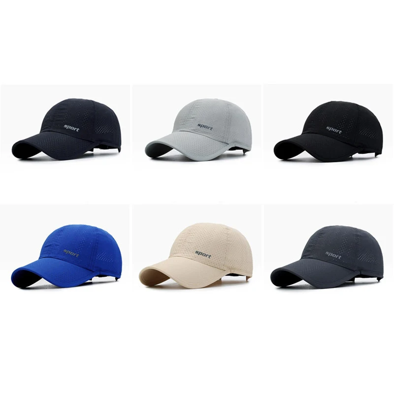 New Men Women Summer Baseball Cap Quick Drying Hats Unisex Breathable Sport Pure Color Snapback Hat Bone Baseball Hat