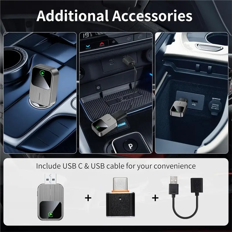 ABSQ-Carplay Adapter Wireless Built-In Wired Fast Stable Connection Mini USB& Reset Button Carplay To Car Play