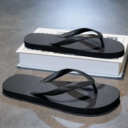 PARZIVAL Men Flip Flops Thong Sandals Summer 2023 New Black Solid Colour Minimalist Slippers Men Shoes Non-slip Slippers Outdoor