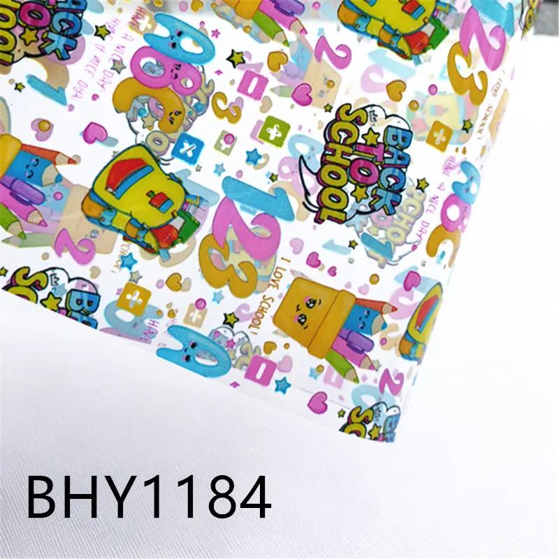 20*33CM A4 size back to school theme print transparent jelly sheet UV print PVC bow bag fabric