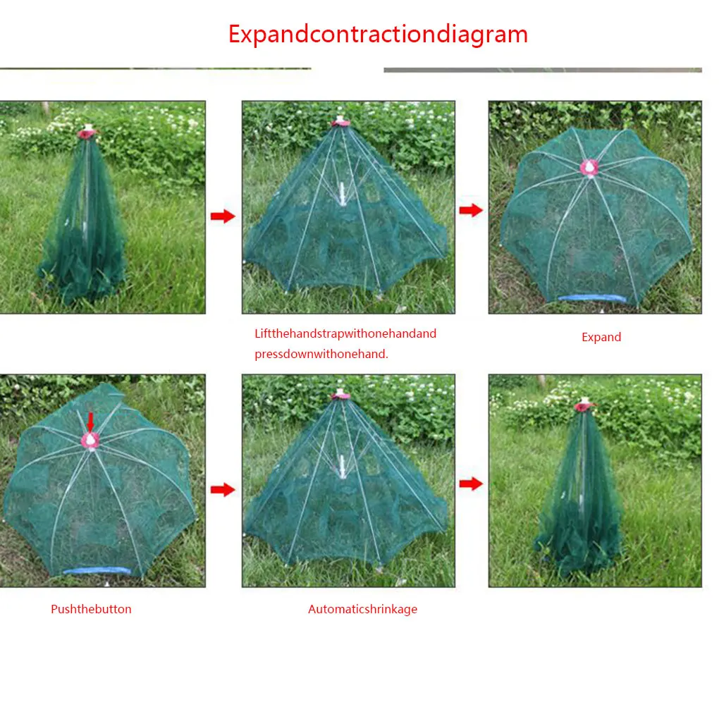 4/6/8/12 Holes Automatic Fishing Net Shrimp Cage Nylon Foldable Crab Fish Trap Cast Network