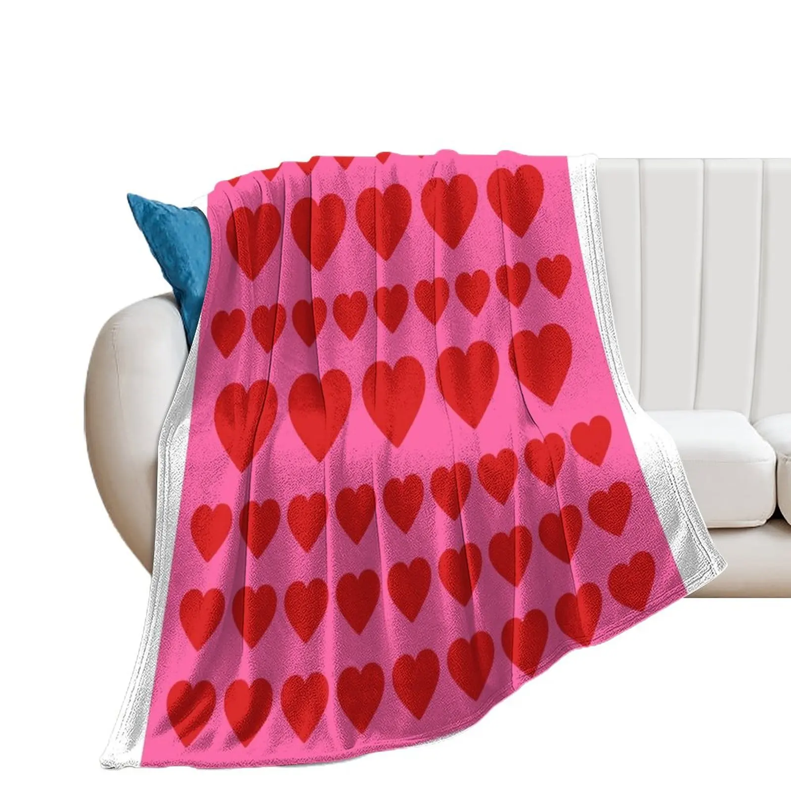 

Pink and Red Hearts Throw Blanket cosplay anime wednesday Large Blankets