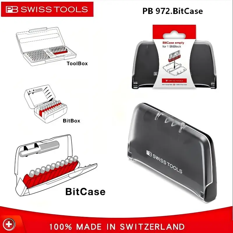 PB SwissTools PB 972 BitCase Portable Plastic Cassette 10 Slots Precision Screwdriver Bit Storage Box with Belt Clip