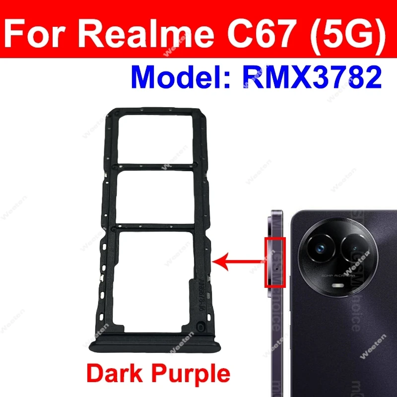 

For Realme C61 C63 C65 C67 4G 5G SIM Card Tray SIM Card Tray SIM Card Holder Reader Slot Replacement Repair Parts