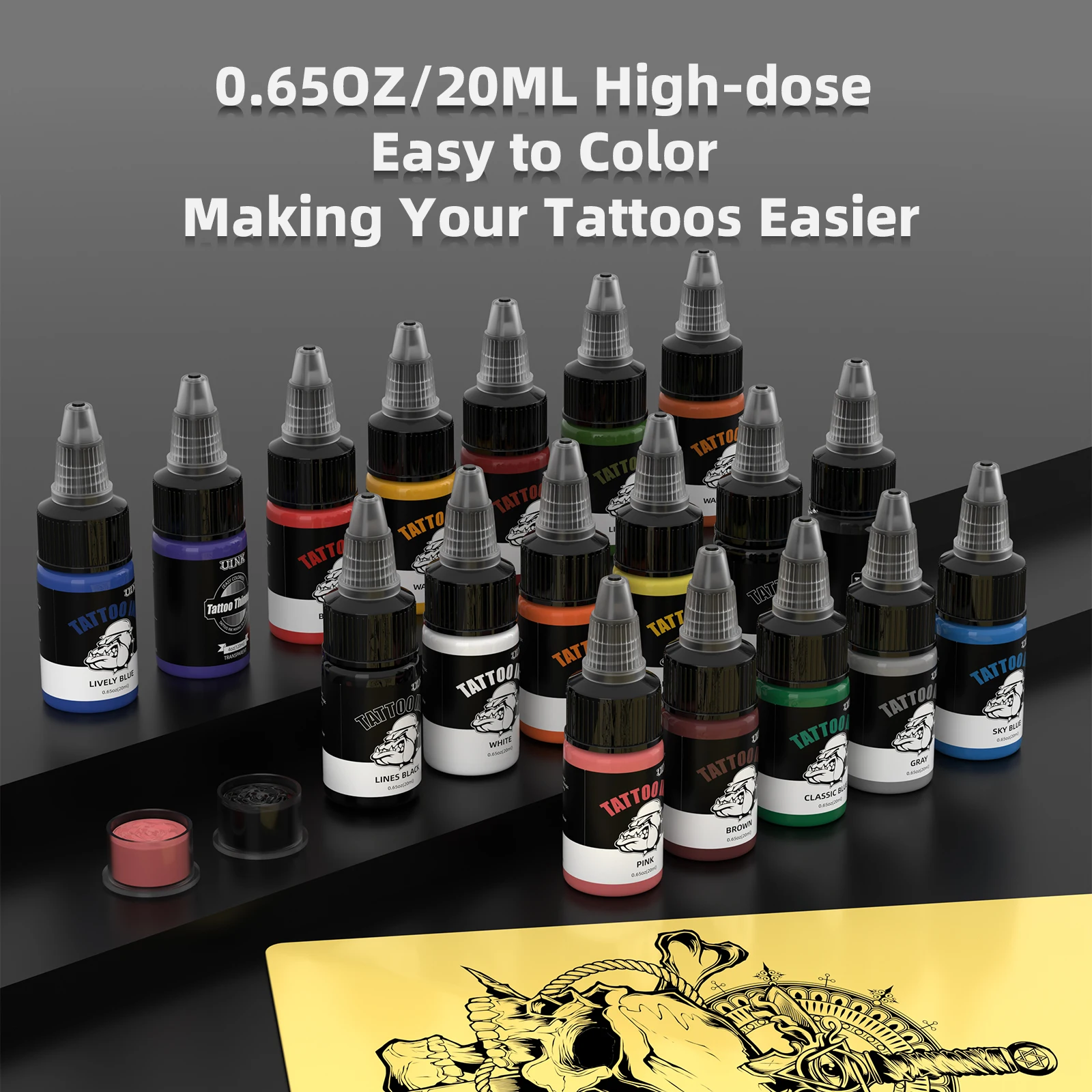 

DQFART 20ml/0.65oz 18 Color Tattoo Ink Professional Beauty Paint Makeup Tattoo Supplies Semi Permanent Tattoo Accessories
