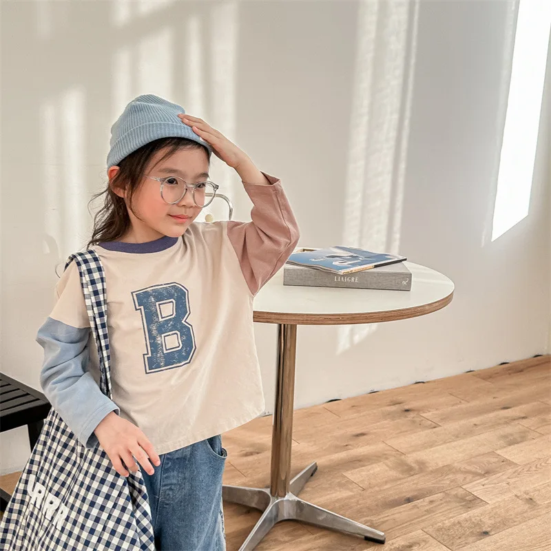 2026 Autumn New Baby Girls Long Sleeve T Shirts Letter Print Children Casual Tops Kids Boys Cotton Shirts 1-6year Baby Clothes