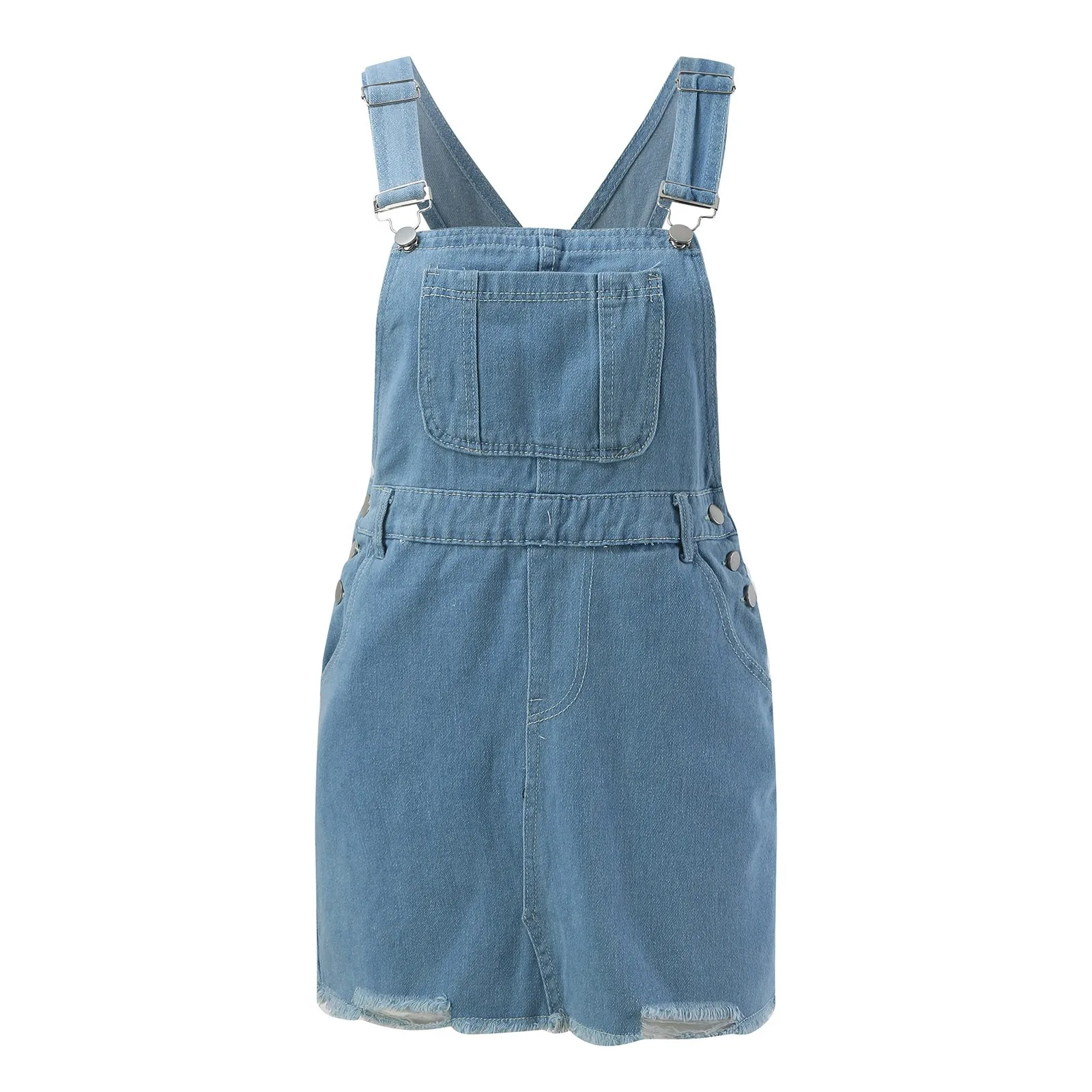 Women Fashion Off Shoulder Denim Suspender Dress 2024 New Casual Solid Buttoned Sleeveless Cowboy Dress Mujers Summer Streetwear