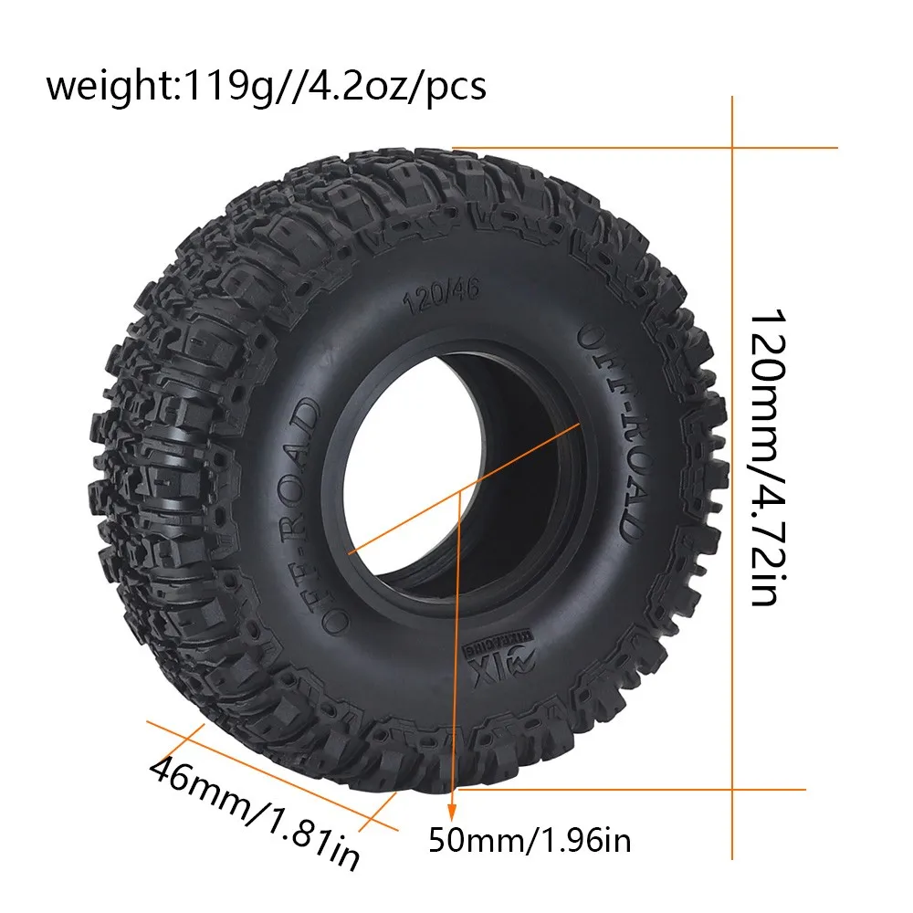 Ajrc 1.9 Inch 120mm Rubber Tires For 1/10 Rc Crawler Car Redcat Yikong Rc4wd D90 Rgt Axial Scx10 90046 Traxxas Trx4 Trx6 Rc Car