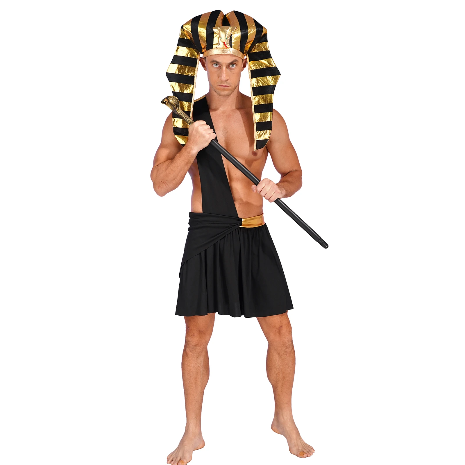 Herren Halloween ägyptischen Pharao Cosplay Kostüm alten Ägypten König Rollenspiel verkleiden Karneval Thema Party Phantasie Outfit Clubwear