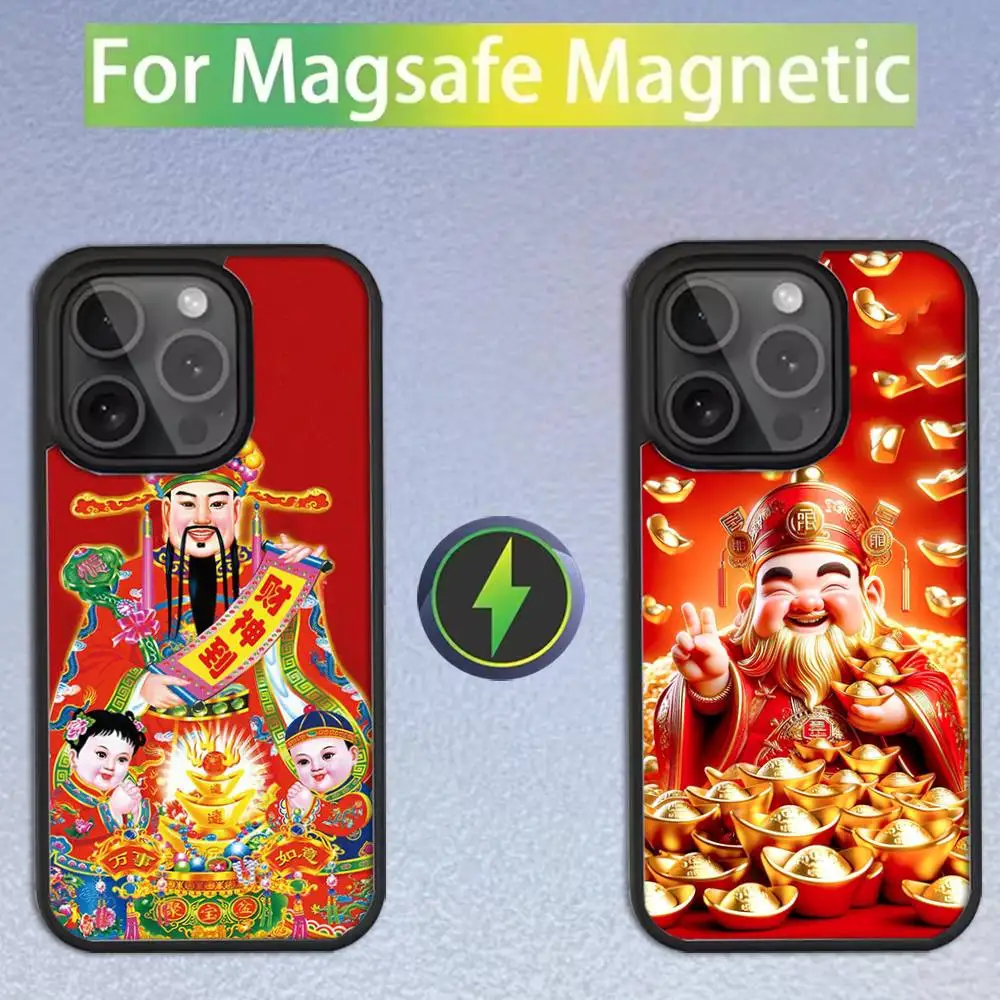 

God of Wealth money rich Phone Case For iPhone 16,15,14,13,12,11,Pro,Max,Plus,Mini,SE Magsafe Magnetic Wireless Charging
