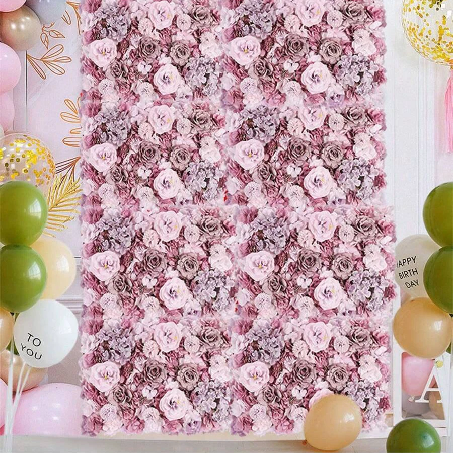 48 Pcs Artificial Flower Wall Panel Wedding Decoration Background Home Flower Wall Easy-to-Assemble Fake Plant Decor