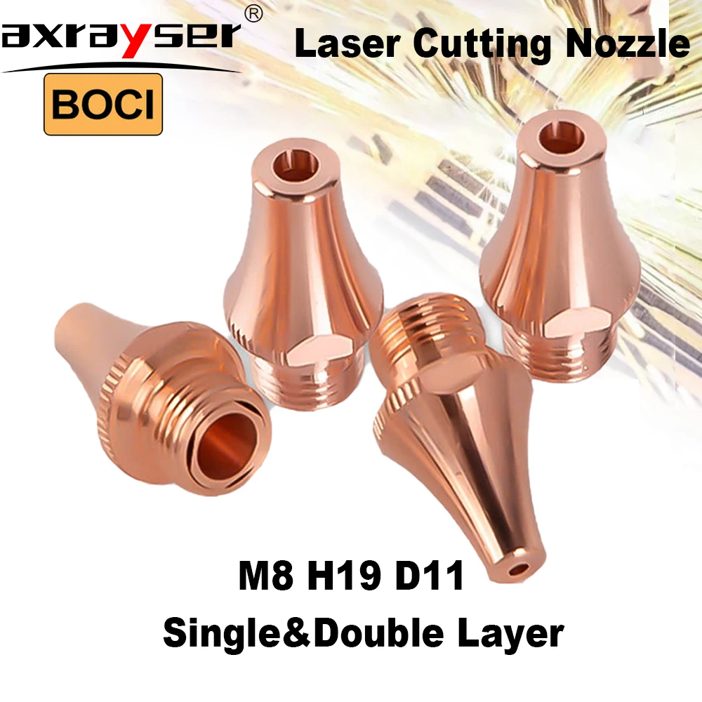 

Axrayser Laser Cutting Nozzle M8 H19 D11 Single&Double Layer 3D For BOCI Laser Cutting Head BLT421T BLT441T BLT520H BLT540H