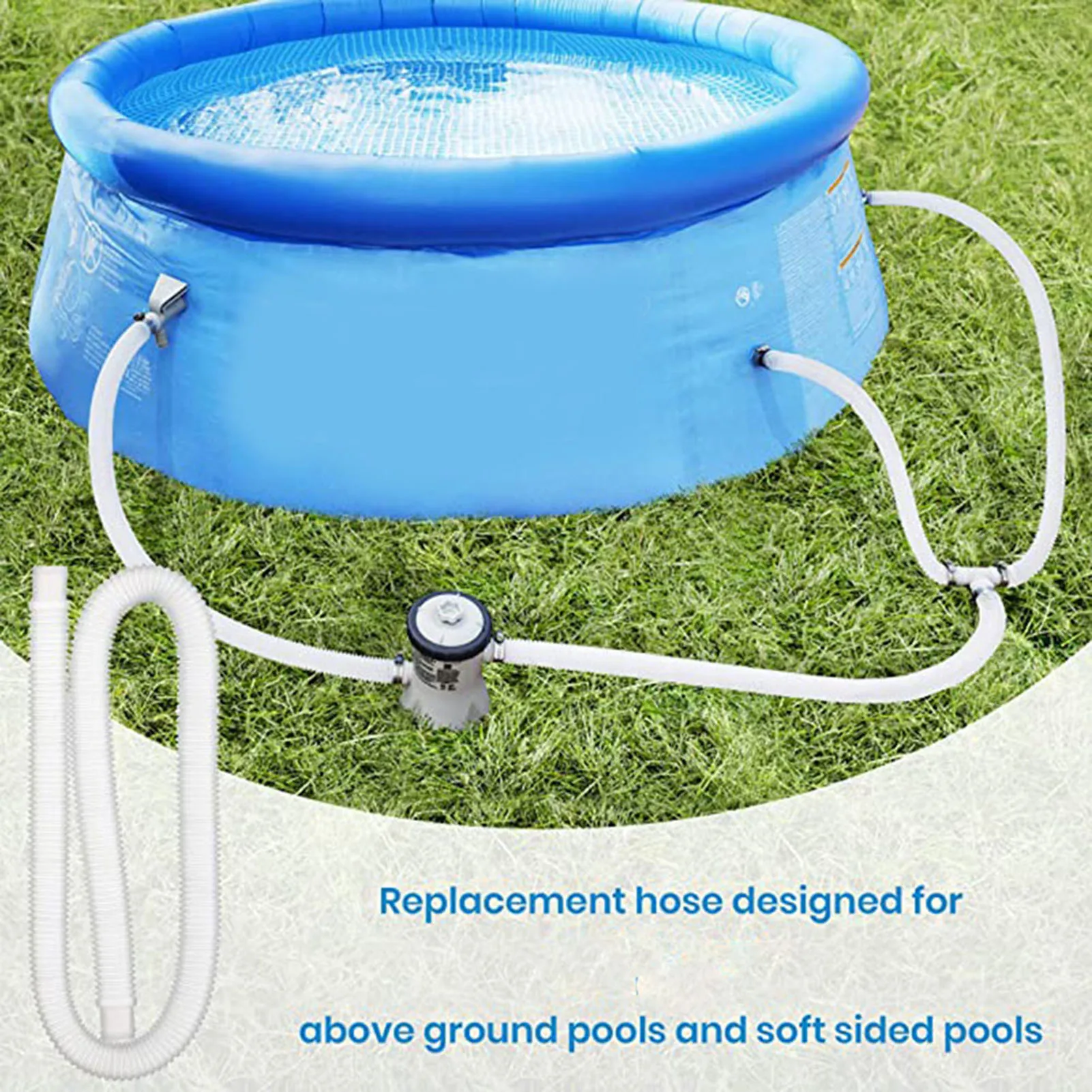 Manguera de repuesto para piscina sobre el suelo, con abrazaderas duraderas, para suministro de natación al aire libre