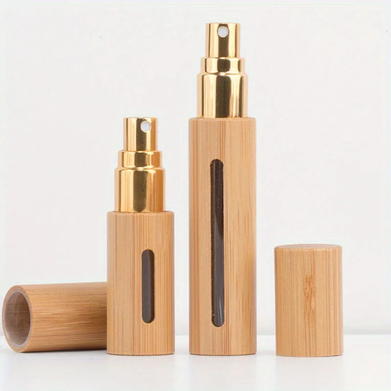 5/10ML Wood Perfume Atomizer Portable Liquid Cosmetics Container Traveling Mini Empty Refillable Spray Bamboo Bottle Gift