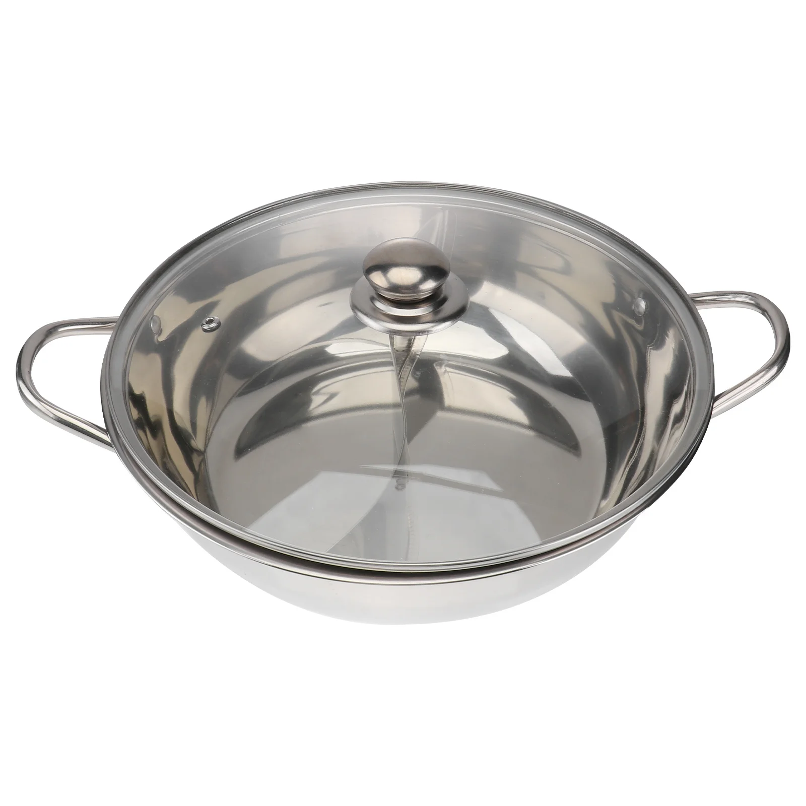 

Stainless Steel Hot Pot 32Cm Glass Lid Induction Cooker Pot For Family Party Restaurant Use Cookware