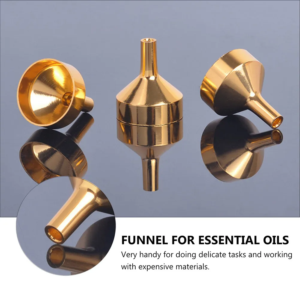 5pcs Small Stainless Steel Funnels for Perfume, Essential Oils & Kitchen Use – Durable Metal Plated Household Funnels