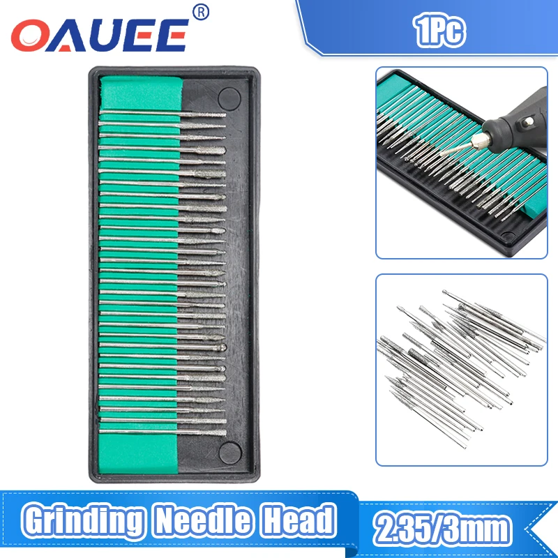 30Pcs 3mm Grinding Needle Diamond Grinding Head Tool Electroplated Diamond Grinding Needle Grinding Rod Alloy Grinding Head Tool