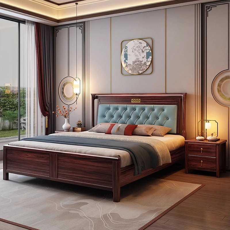 Cama tapizada de madera maciza creativa de estilo nórdico, marco de cama doble de lujo moderno, almacenamiento, muebles de dormitorio Somier Con Patas FYBB