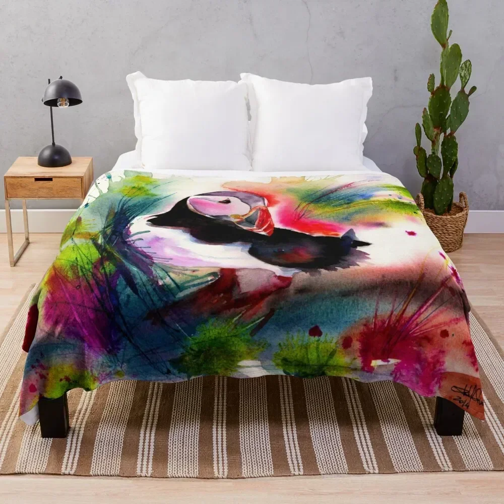 Puffin Throw Blanket Flannel Soft Plaid Hair manga Blankets