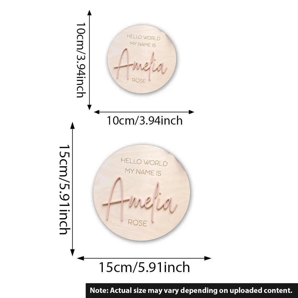 Personalised Wooden Hello World Name Plaque - Newborn announcement Sign - Name plaque for birth announcement