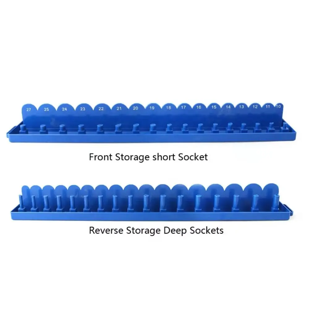 Blue Color Socket Organizer Plastic Material 1/4 Inch Socket Rack Practical Design Metric Size Tool Organizer