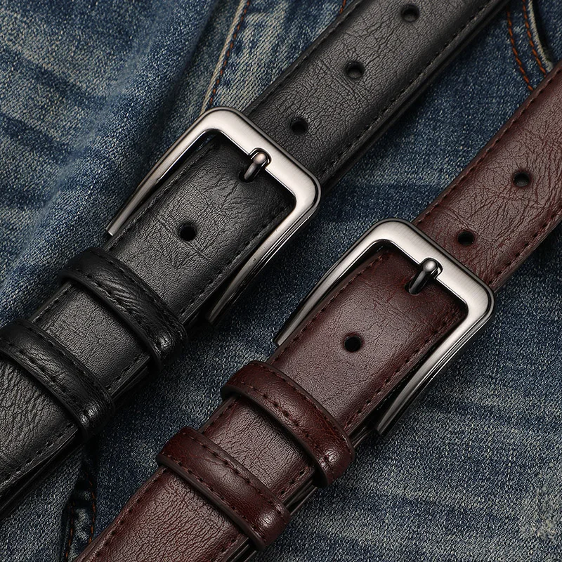 เข็มขัดหนังแท้สำหรับผู้ชายแฟชั่นเข็มขัดยีนส์ดีไซน์หรูหรา