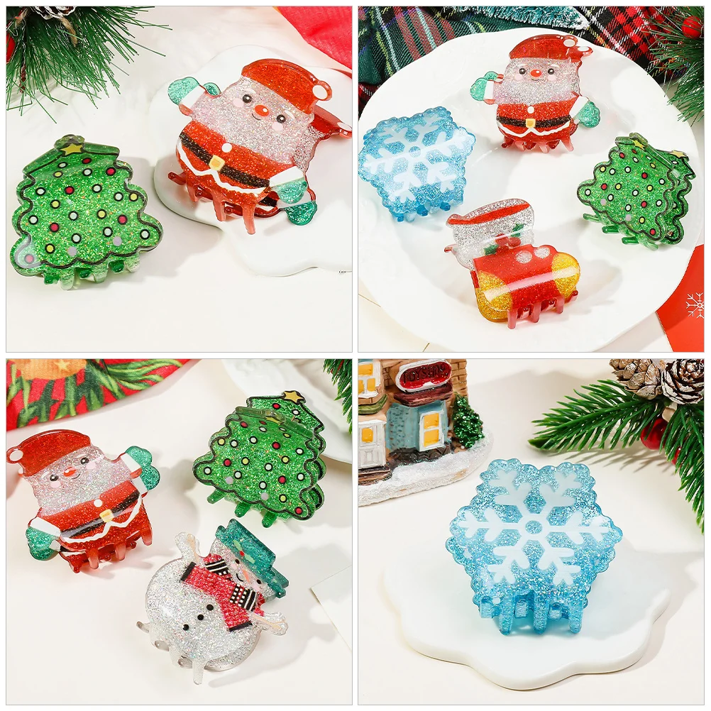 5 pçs grampos de cabelo de natal leve tubarão mandíbula garras para mulheres fino cabelo longo grampos decorativos uso festa de férias