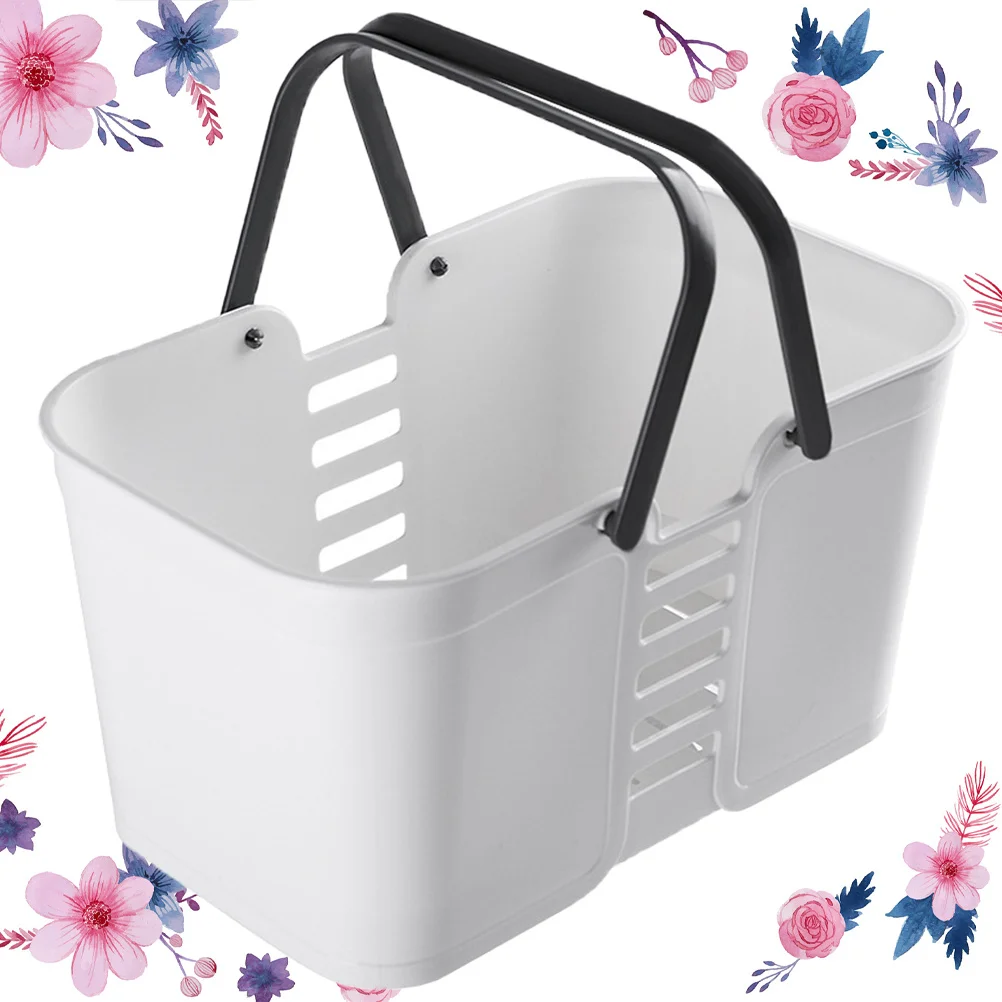 Plastic Portable Shower Basket Large Capacity Hollow Bottom Foldable Handle Bathroom Storage Organizer For Cosmetics Toothbrush