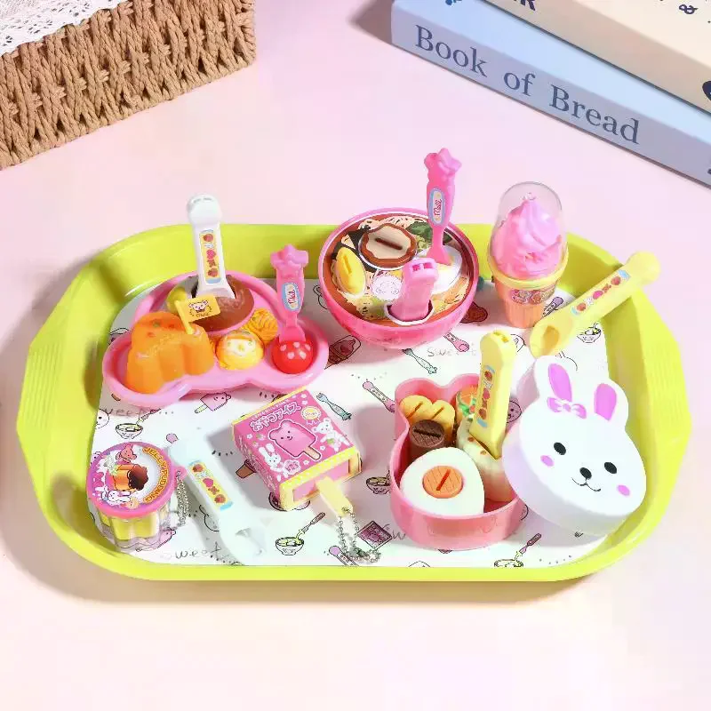 

Забавная имитация обеденной тарелки, игрушка для кормления еды, каваи, мороженое, пудинг, набор бенто, ролевые игры, игрушки для детей, подарки