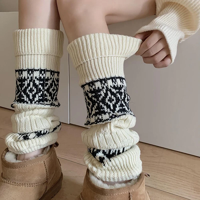 Vintage Leg Warmers Women's Long Socks Autumn Winter Wool Foot Cover Arm Warmer Y2K Crochet Heap Socks Boot Cuffs