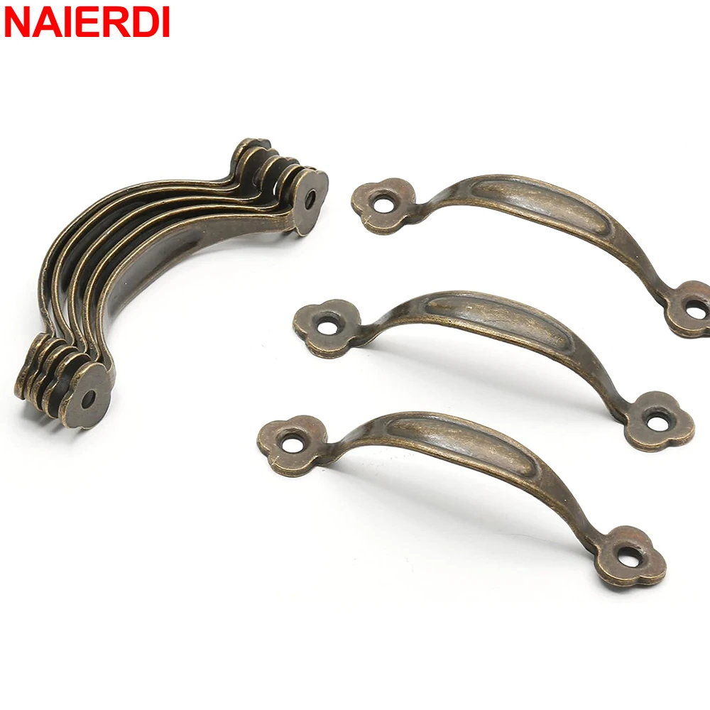 NAIERDI 8 Pack Decorative Bronze Handles Mini Vintage Door Pull Dresser Drawer Pulls for Jewelry Box Cabinet