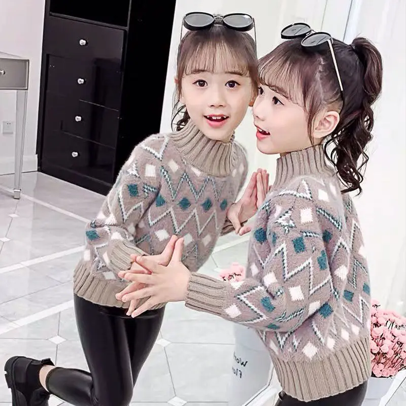 Girls Sweater Thickened Fleece and Autumn Winter 2023 New Children\'s Clothing Fashion Girls Baby Sweater 4 5 6 7 8 9 10 12 Years